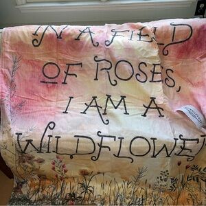 Wildflower Quote Throw Blanket - Pink and Cream